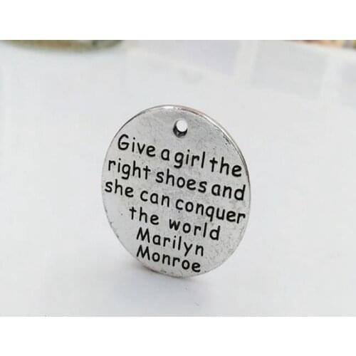 10pcs Give A Girl The Right Shoes And She Can Conquer The World Marilyn Monroe Charm Pendant DIY Friendship Gift Jewelry