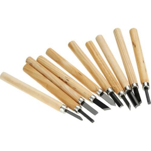 10 Pcs/set Wood Carving Tool Kit with Wooden Handle Multi-function Cutter Knife Tools for Carving Wood Hand Tool Set