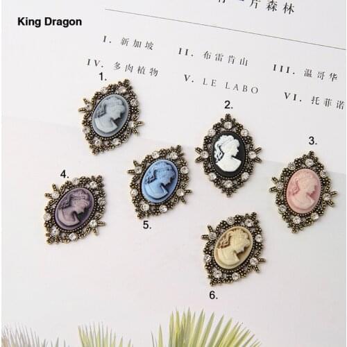 King Dragon Rhinestone Cameo Button Used On Headband Decoration 32MM*25MM 10PCS/Lot Flat Back Antique Copper KD616