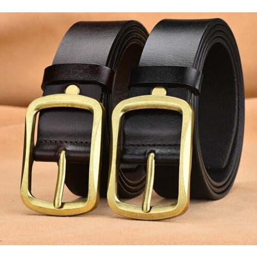 Peikong cowhide genuine leather belts for men luxury brand Strap male pin buckle vintage jeans belt 105-125cm long waist 32-40