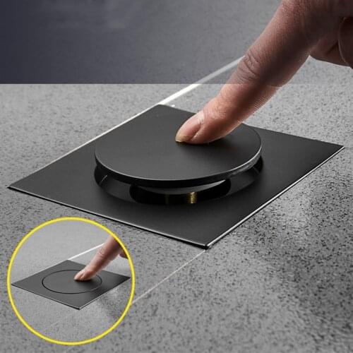 LIUYUE Floor Drain Brass Square Pop Up Floor Drain-Floor Cover Shower Room Push Down Drain Plug Anti-odor Bath Shower Drain