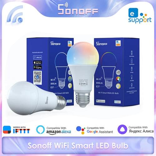 3PCS SONOFF B02-B-A60/ B05-B-A60 WiFi Smart LED Bulb E27 Dimmable RGB 9W Bulb EWeLink Smart Home Work With Alexa And Google Home