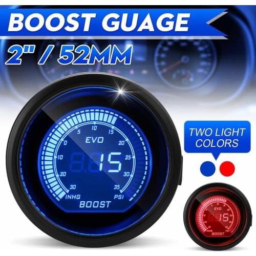 Universal Car Turbo Boost Meter Vacuum Gauge PSI RED BLUE LED Display 2'' 52mm 12V Auto LED Vacuum Boost Gauge