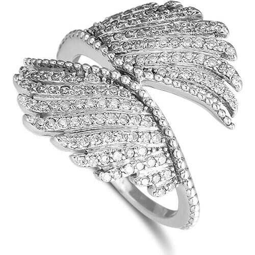 Majestic Feathers Rings 100% 925 Sterling Silver Jewelry with Clear CZ Free Shipping