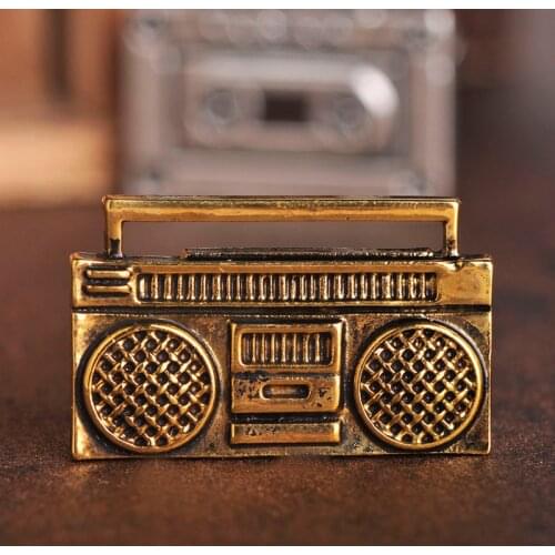 Funmor Vintage Disco Radio Shape Brooch Corsage Antique Gold Color Women Men Music Player Clothe Suit Decoration Lapel Hijab Pin