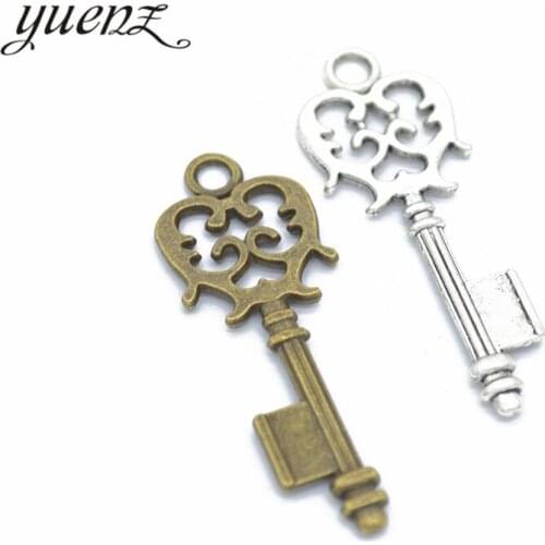 YuenZ 6pcs Antique Silver color key Charms Pendants for Bracelet Necklace DIY Jewelry Making Finding Accessories 48*17mm O224