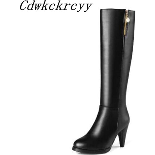 Women Boots Autumn and winter New style High-heeled Side zipper Boots Cashmere Keep warm fashion Women Boots plus size 34-45