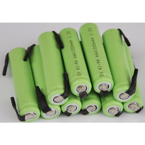 10PCS Ni-Mh 1.2V AAA rechargeable battery cell 1000mah with welding tabs for Philips Braun electric shaver razor toothbrush