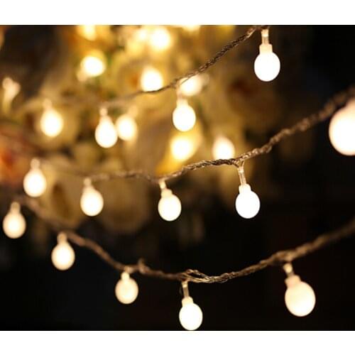 100pcs Creamy 10m 70Led Ball String Fairy Lights Christmas with end plug Xmas Wedding Party Decoration led Bulb 220V/110V