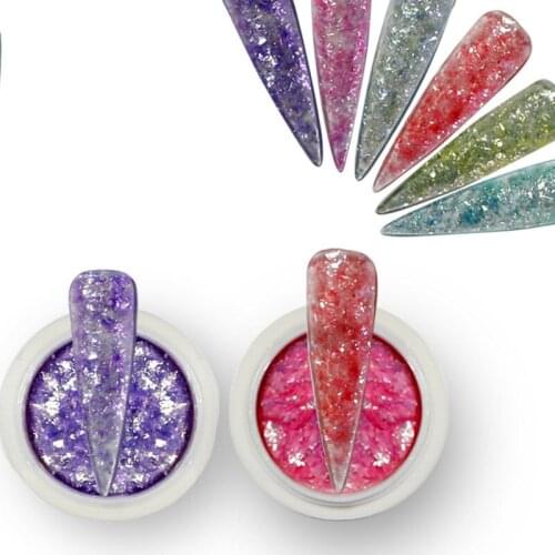 12-color Holographic Powder on Nails Laser Silver Glitter Chrome Nail Powder DIP Shimmer Gel Polish Flakes for Manicure Pigment