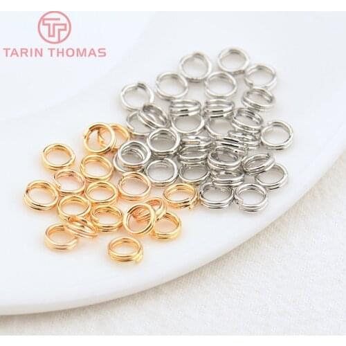100PCS 6MMx0.5MM 24K Gold Color Plated Brass Double Loop Jump Rings Split Rings High Quality Jewelry Accessories