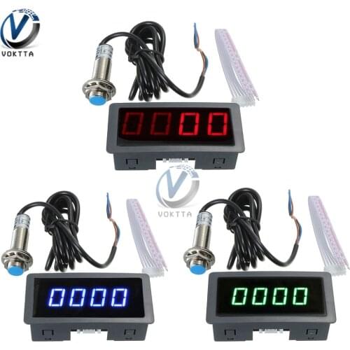 4 Bits 0.56 Inch 0.56" Digital LED Display Tachometer Timer High Precision RPM Speed Meter with Hall Proximity Switch Sensor