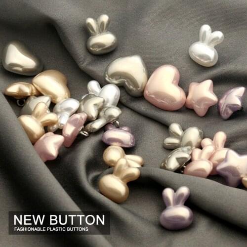 6pcs Cute Rabbit Star Pearl Heart Buttons for Needlework Clothing Decorative Kids Sewing Children Coat DIY Garment Plastic