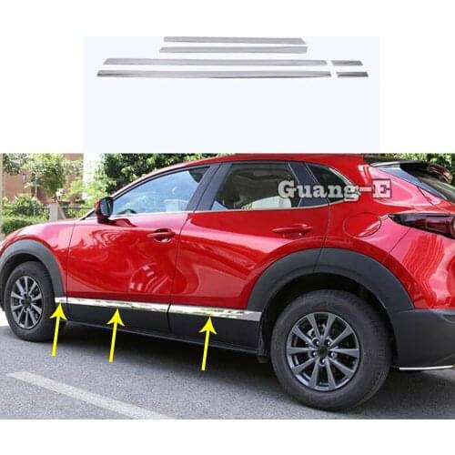 For Mazda CX-30 CX30 2020 2021 Car Body Sticker Cover Side Door Trim Strip Molding Stream Panel Bumper Moulding 6pcs