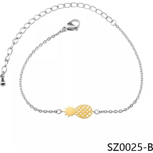 Gold Furit Design Rose Silver Bangle Bracelet Fashion Women Jewelry Gift Chain Bracelet SZ0025-S