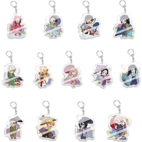 5pcs 10pcs 21Kinds Demon Slayer Shinazugawa Genya Tsuyuri Kanao Hashibira Inosuke Kamado Nezuko PVC Pendant Key Chain Keyring