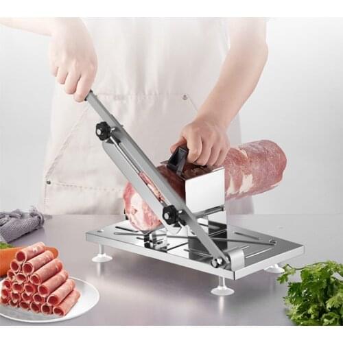 Household Manual Lamb Meat Slicer Frozen Meat Stainless Steel Cutting Machine Ham Beef Herb Vegetables Mutton Rolls Cutter