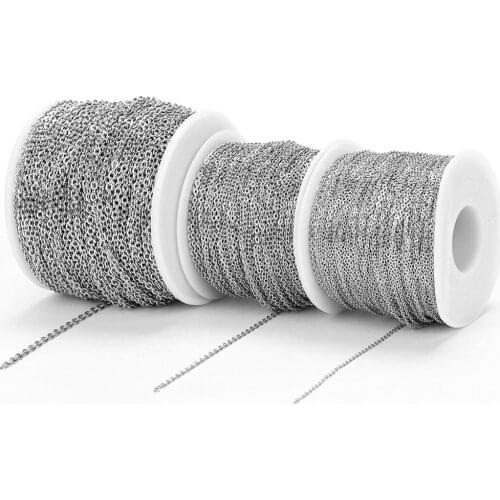 10meters/roll 1/1.5/2mm Stainless Steel Necklace Chain Accessories for Jewelry Making Bracelets Extension Chain DIY Components