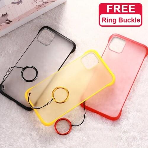 Bumper For iPhone 11 Pro Max Case Frameless Ring Transparent slim Shockproof Back Cover For iPhone 11 Case Funda With Free Ring