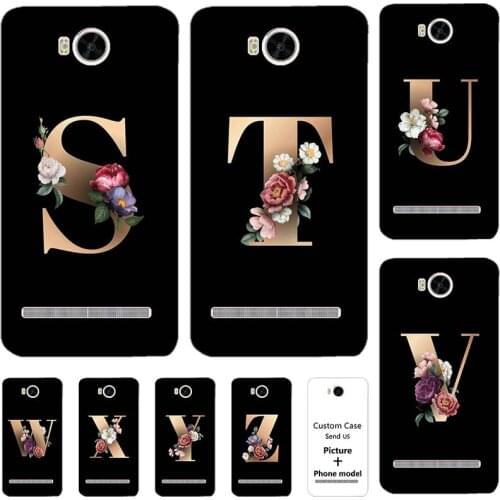 Flower 26 English Name Letters Custom Initial Case For Huawei Y3 2 Y3II-U22 LUA-U22 Lua-L21 4.5" Soft Silicone Cover