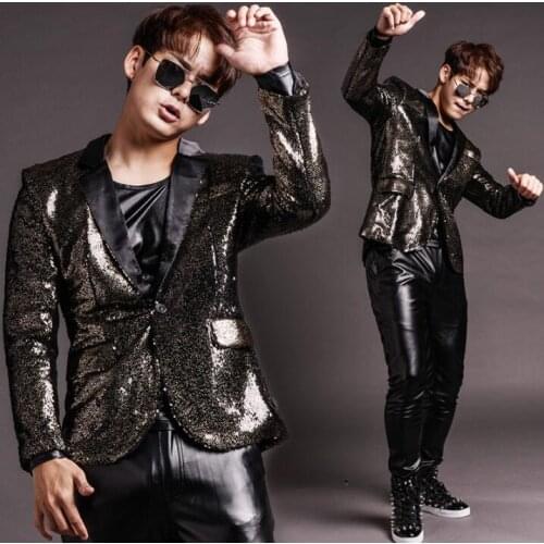 Color gradient sequins blazer men suits designs jacket mens stage singers clothes dance star style dress punk masculino homme