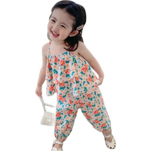 Baby suit female summer 2021 new girl two-piece summer dress clothing childrens clothes P4347