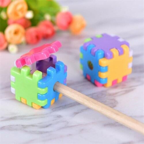 DIY Pencil Sharpener Creative Building Blocks Style Kindergarten Assembled Kids Mini Puzzle Toys Pen Knife Cute Stationery Sets