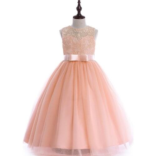 2021 Pink Long Wedding Dress for Girl Kids Frocks Vestidos Disfraces Infantiles 14 Years Old Kids Clothes RKF184038