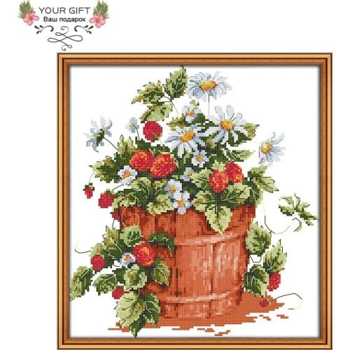 Your Gift J432 14CT 11CT Counted and Stamped Home Decor Strawberry Needlework Needlepoint Embroidery DIY Cross Stitch kits