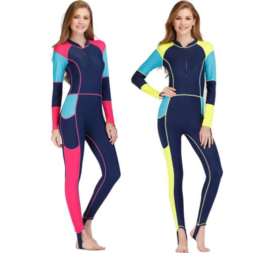2018 Lycra Wetsuit Women Long Sleeve Full Body Surfing Spearfishing Swimsuits With Breast Pad Scuba Diving Triathlon Wet Suit N