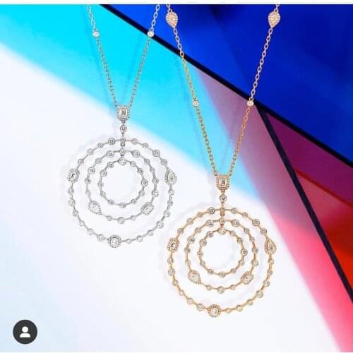 HIBRIDE High Quality Round Necklaces Pendants Whiter Color Cubic Zirconia Jewelry Necklace For Women Party Accessories N-863