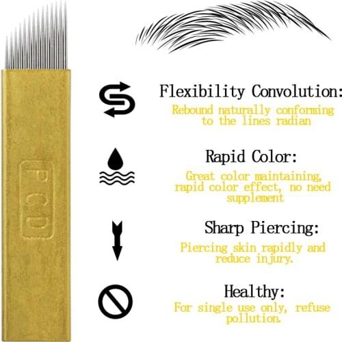 Embroidery Tattoo Needles Sterilized Disposable Tattoo Blades Lip Eyebrow Eyeliner Permanent Makeup Microblading Tattoo Supply
