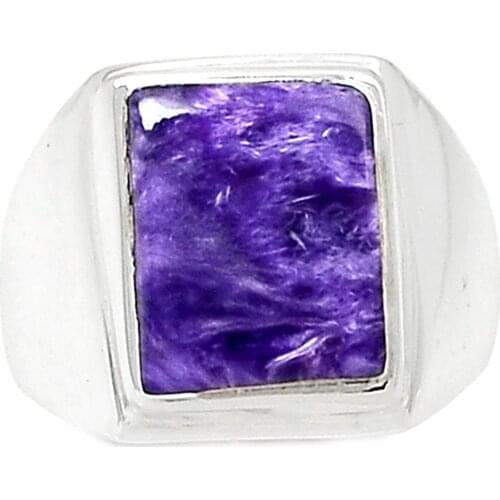 Lovegem Genuine Charoite Ring 925 Sterling Silver,Size :6.25, AR3167