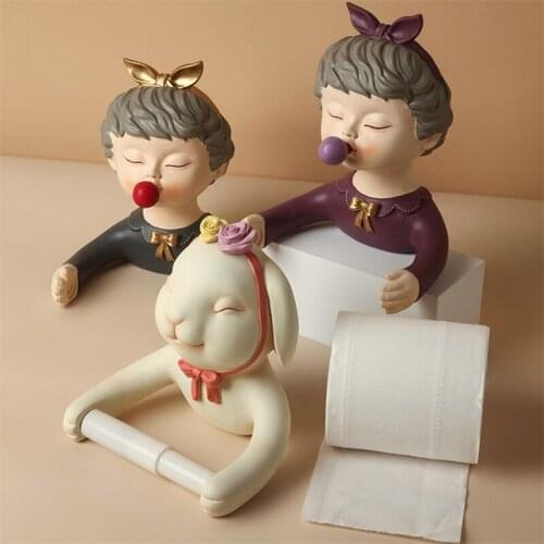 Creative cute paper tube Toilet tissue box without holes Wall mounted towel storage rack Toilet paper rack Paper towel Pendant