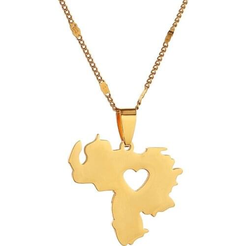 Stainless Steel Venezuela Map Pendant Necklace Jewelry Venezuelan Map Charm Jewelry