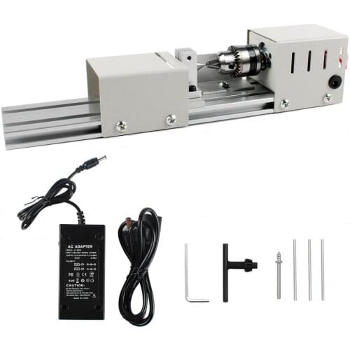 Mini Lathe Machine 12V-24VDC 96W Mini Wood Lathe Milling Accessories for DIY Woodworking