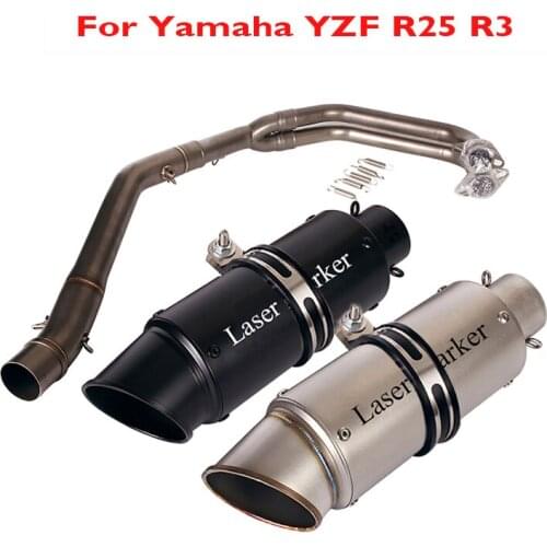 Motorcycle Exhaust System Muffler Escape Tip Silencer Front Link Tube Connection Pipe for Yamaha YZF R3 R25