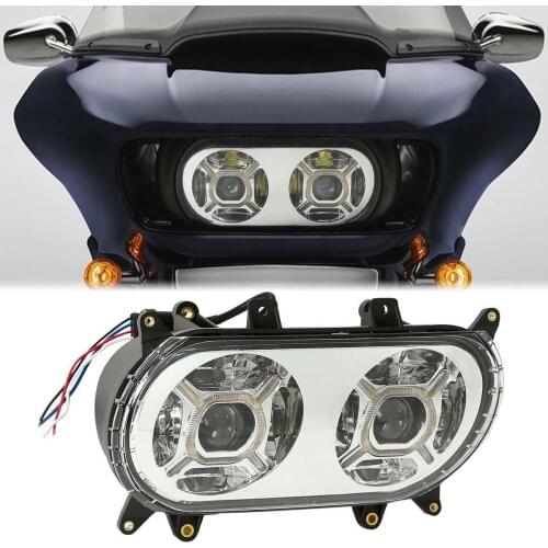 Motorcycle Front LED Dual Headlight Projector For Harley Touring Road Glide FLTRX Road Glide 2015-2020