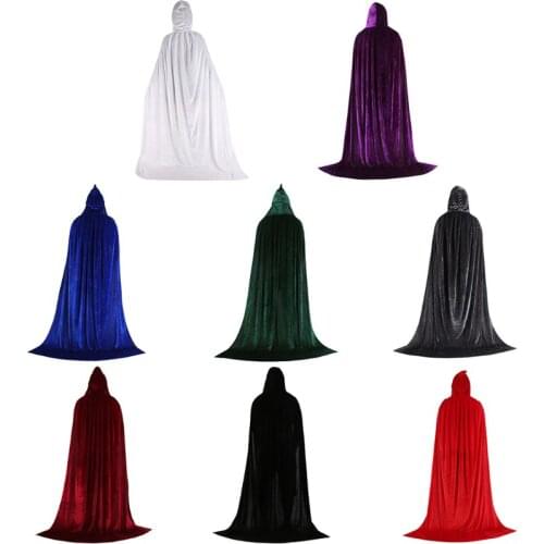 Hooded Cloak Long Velvet Cape for Christmas Halloween Dress up Costumes 667A