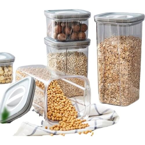 600-2000ml Rotating Button Design Plastic Storage Jar Coffee Bean Food Chocolate Candy Walnut Nut Container Box Tank