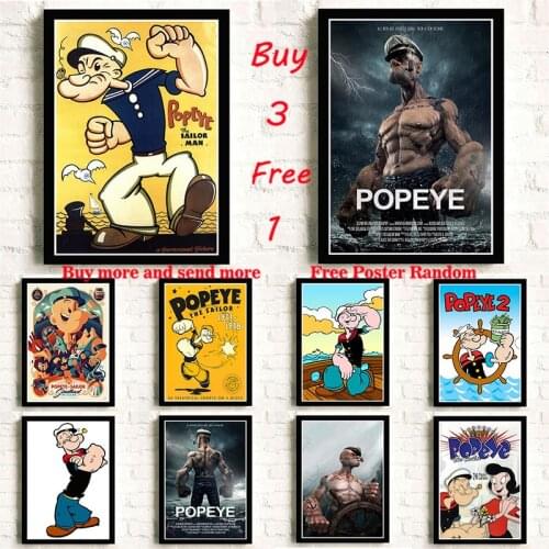 Popeye the Sailor Coated Paper Poster Classic Classic Movie Poster Map Home Decor Wall Decal Frameless