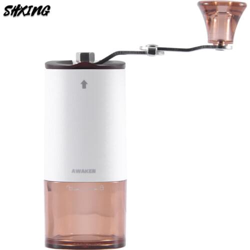 Portable Coffee Grinder White Compact with Bag Hand-roll Mill Coffee Bean Manual Coffee Grinder Steel Core Spice Grinding