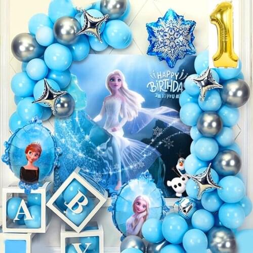 Disney happy birthday kids Frozen elsa anna theme 1st to 9th poster latex Aluminum film metallic balloons party decoration