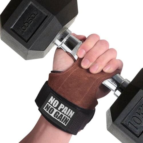 Anti-Skid Gym Gloves Grips Cowhide Weight Lifting Grip Pads Deadlift Belt Workout Crossfit Fitness Gloves Palm Protection Gear