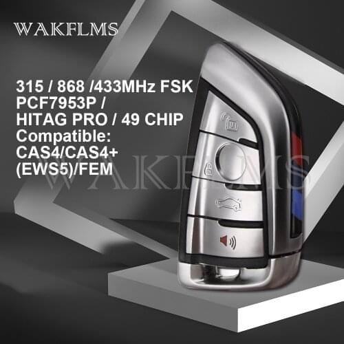 For BMW 3 5 7 Series X5 X6 2007-2018 CAS4/CAS4+(EWS5)/FEM Remote Key Keyless Entry Korea Included 315MHz 433.2MHz 868MHz ID49