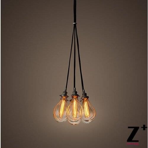 Replica item industrial 7 lights TEARDROP GLASS FILAMENT 7-CORD CHANDELIER iron glass cord free shipping