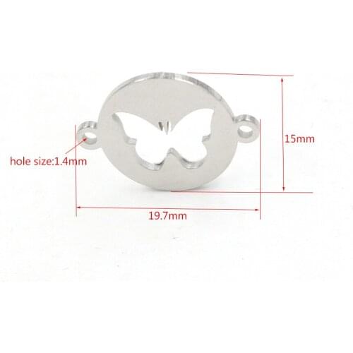 DIY Jewelry Making 5pc 15mm Mirror Polished Stainless Steel Hollow Butterfly Double Head Pendant for Bracelet/necklace/keychain