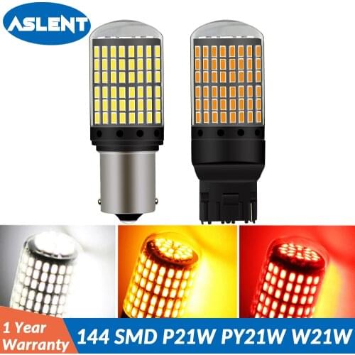 2PCS T20 7440 W21W LED Bulbs 3014 144smd led 1157 BAY15D CanBus 1156 BA15S P21W BAU15S PY21W lamp Turn Signal Light No Flash
