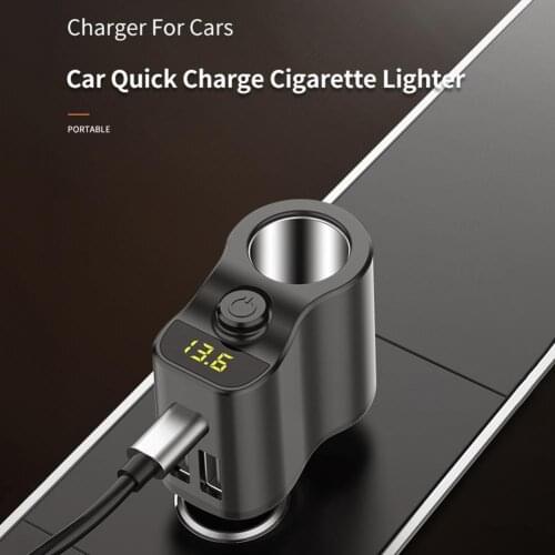 LED Digital Display ABS Over Temperature Protection Type-C Charger for Vehicle