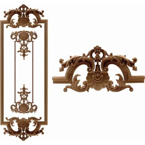 VZLX Unpainted Wooden Applique In Furniture Carving Natural Wood Home Decoration Decor In Cabinet Flower Wood Craft Figurine